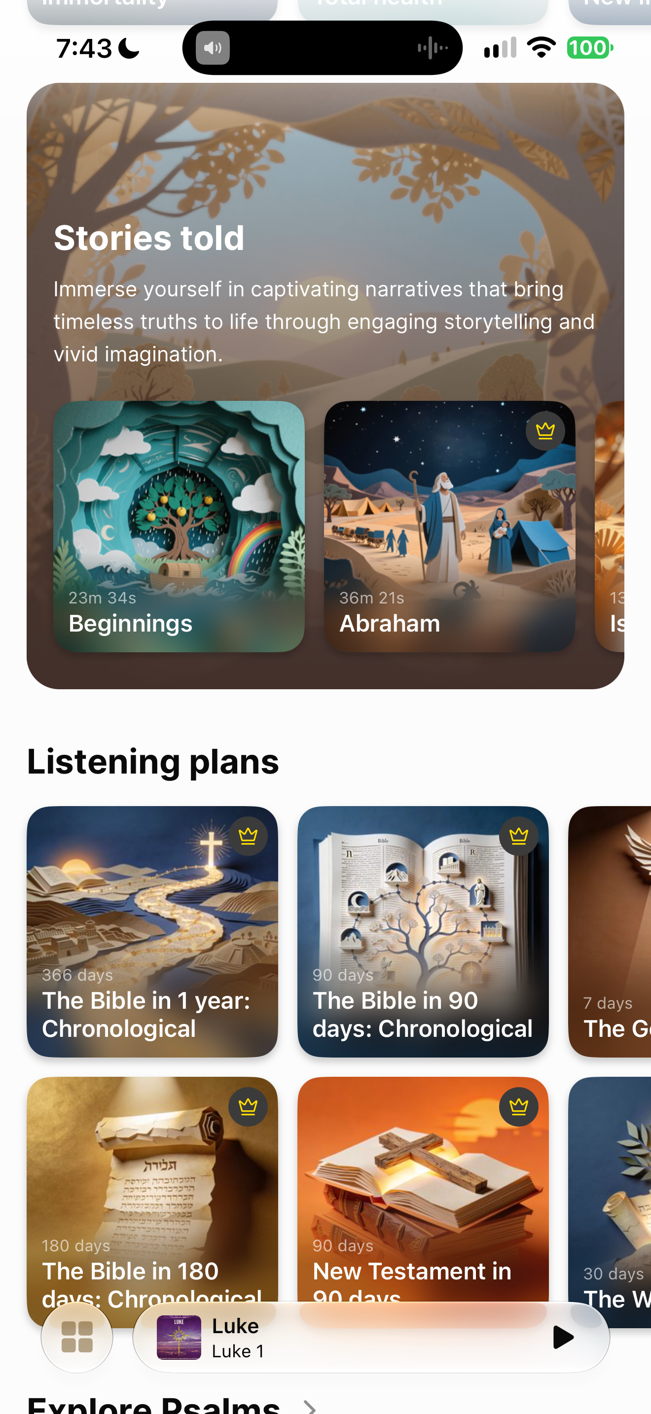 Stories and listening plans