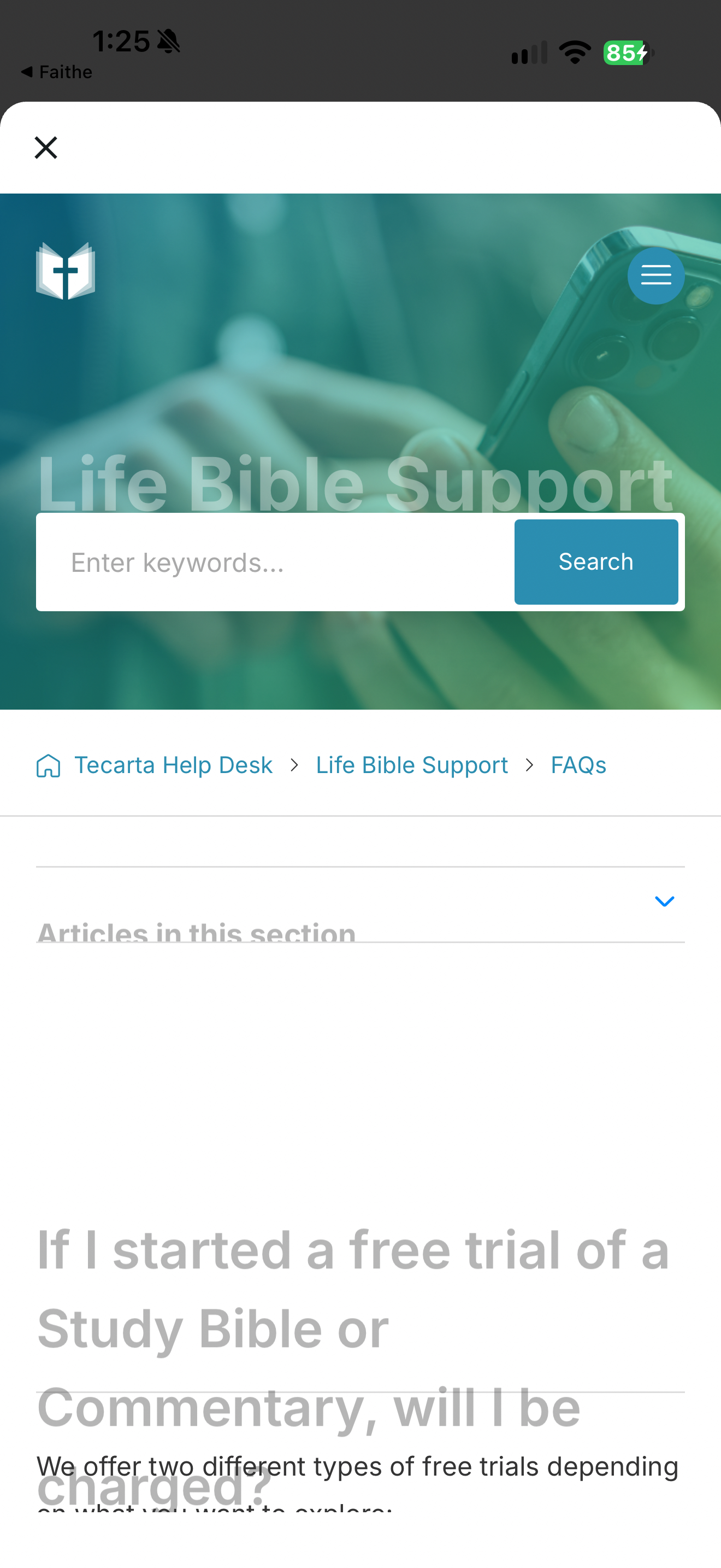 Life Bible support webview