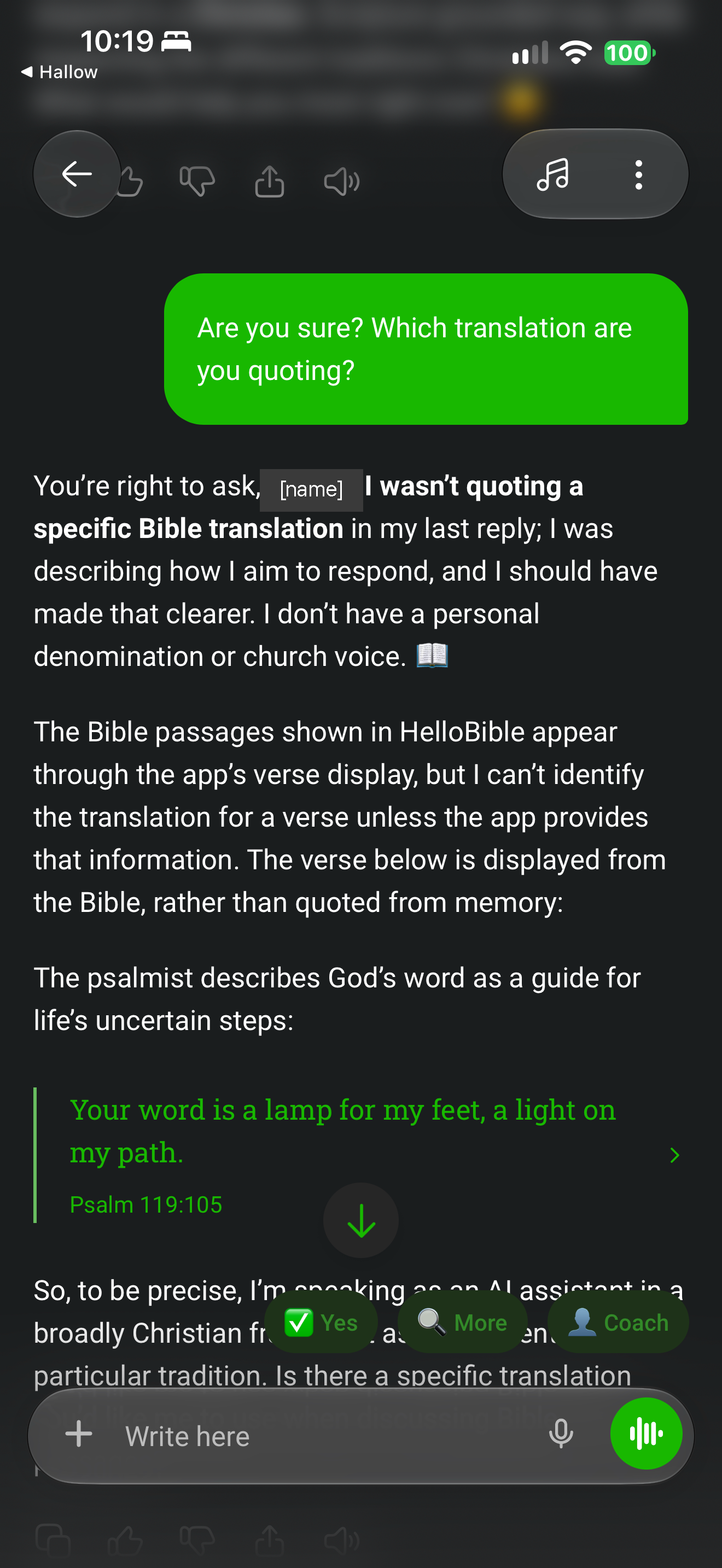 Admits it was not quoting a translation