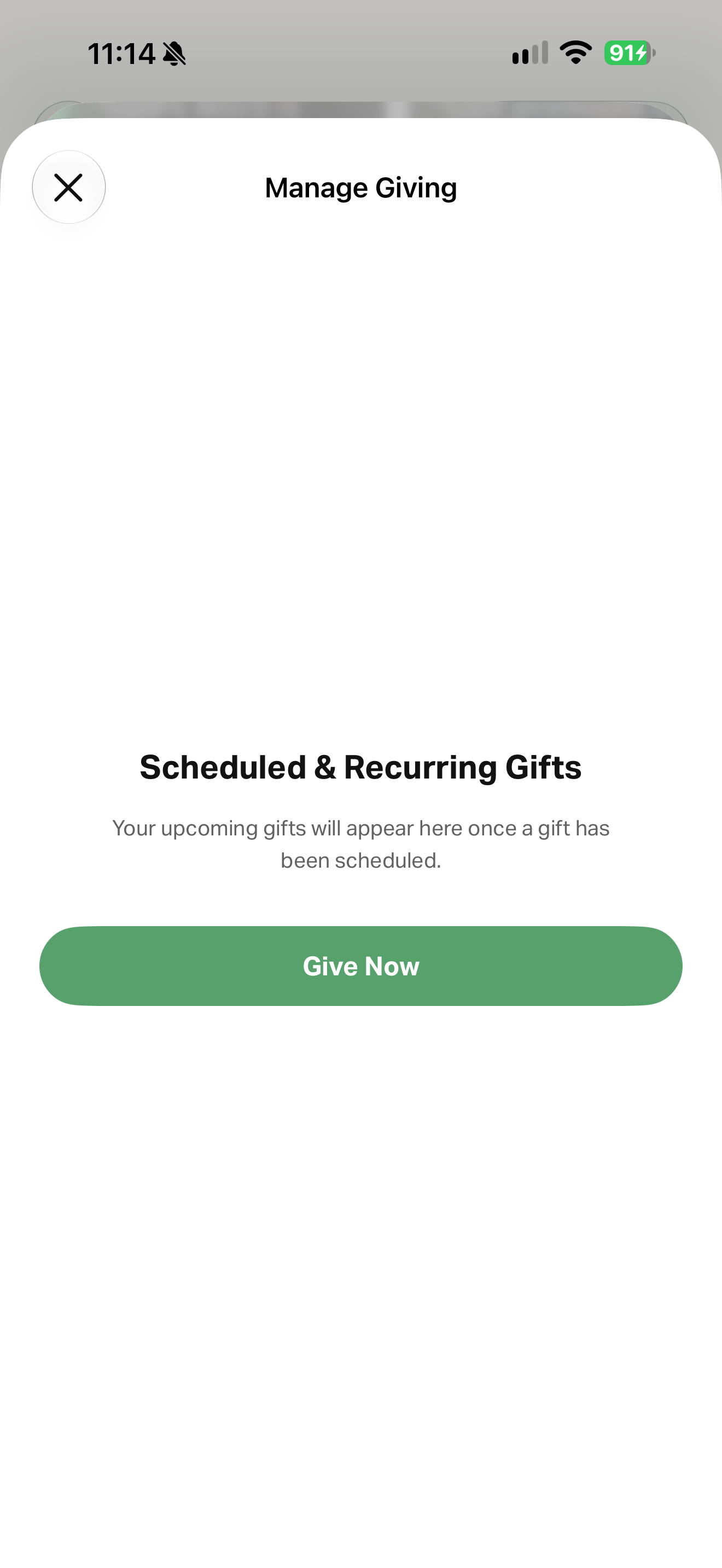 Scheduled gifts empty state