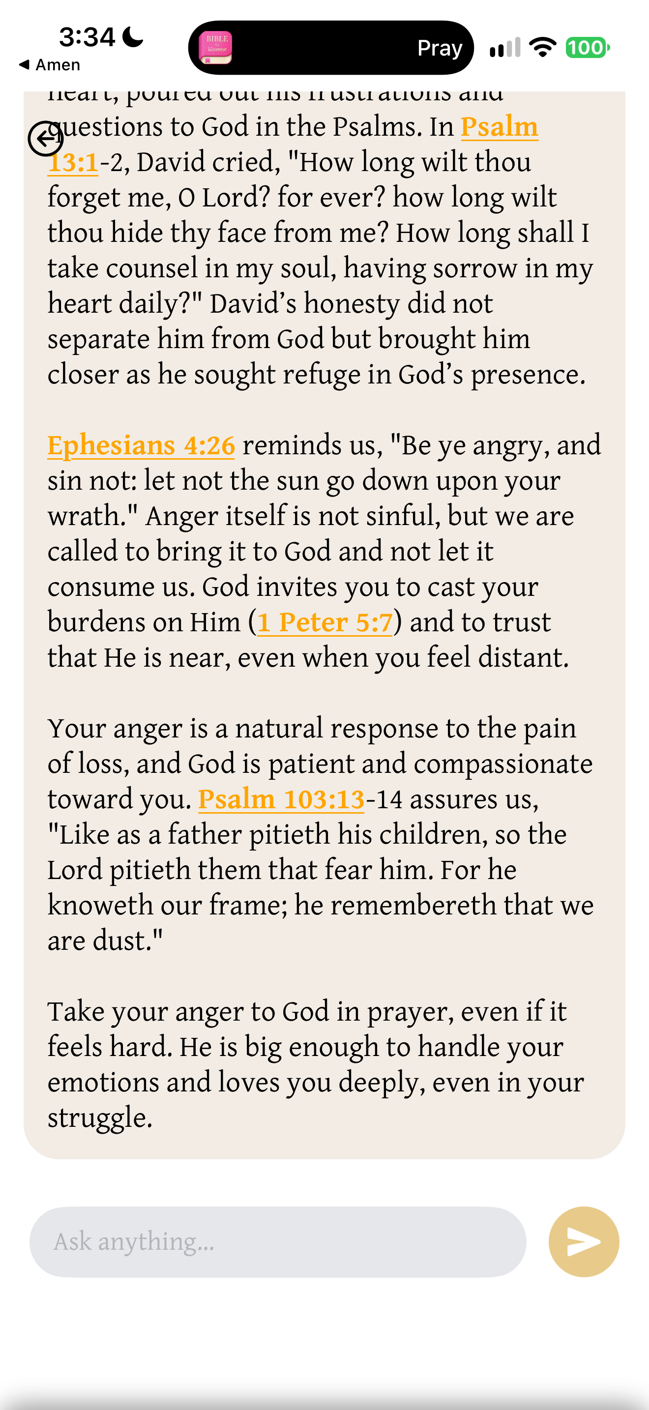 Anger at God answered