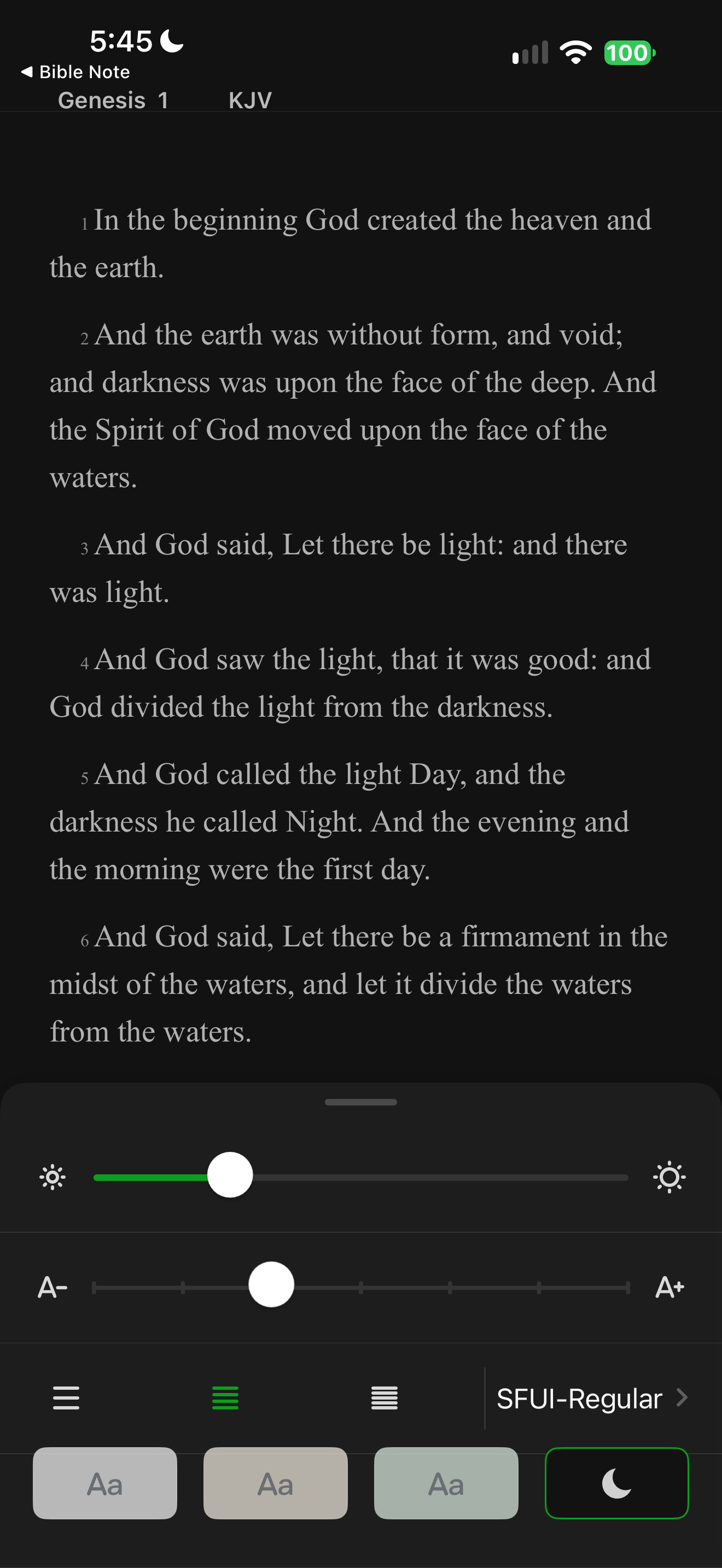 Bible Reading Made Easy reader settings