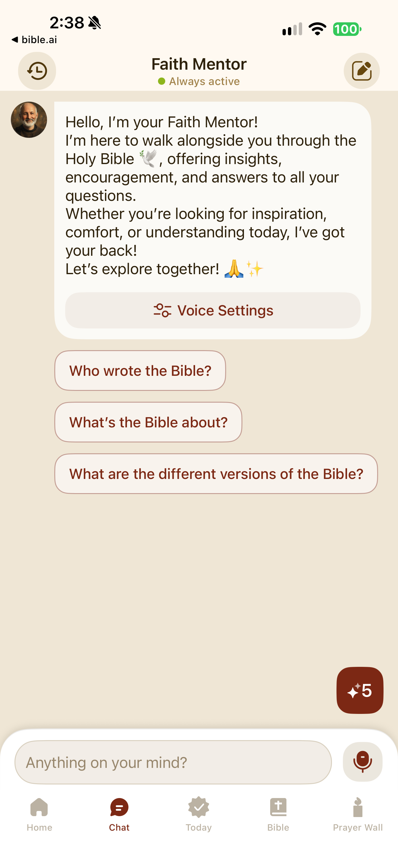 Assistant greeting and suggestions
