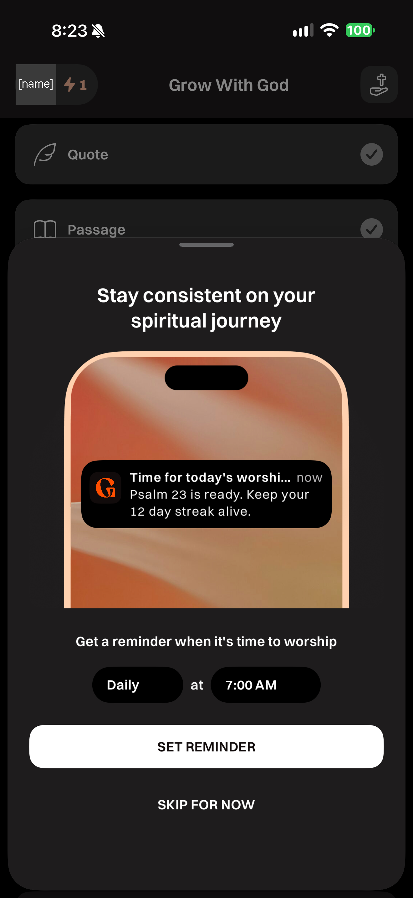 Reminder ask straight after completing