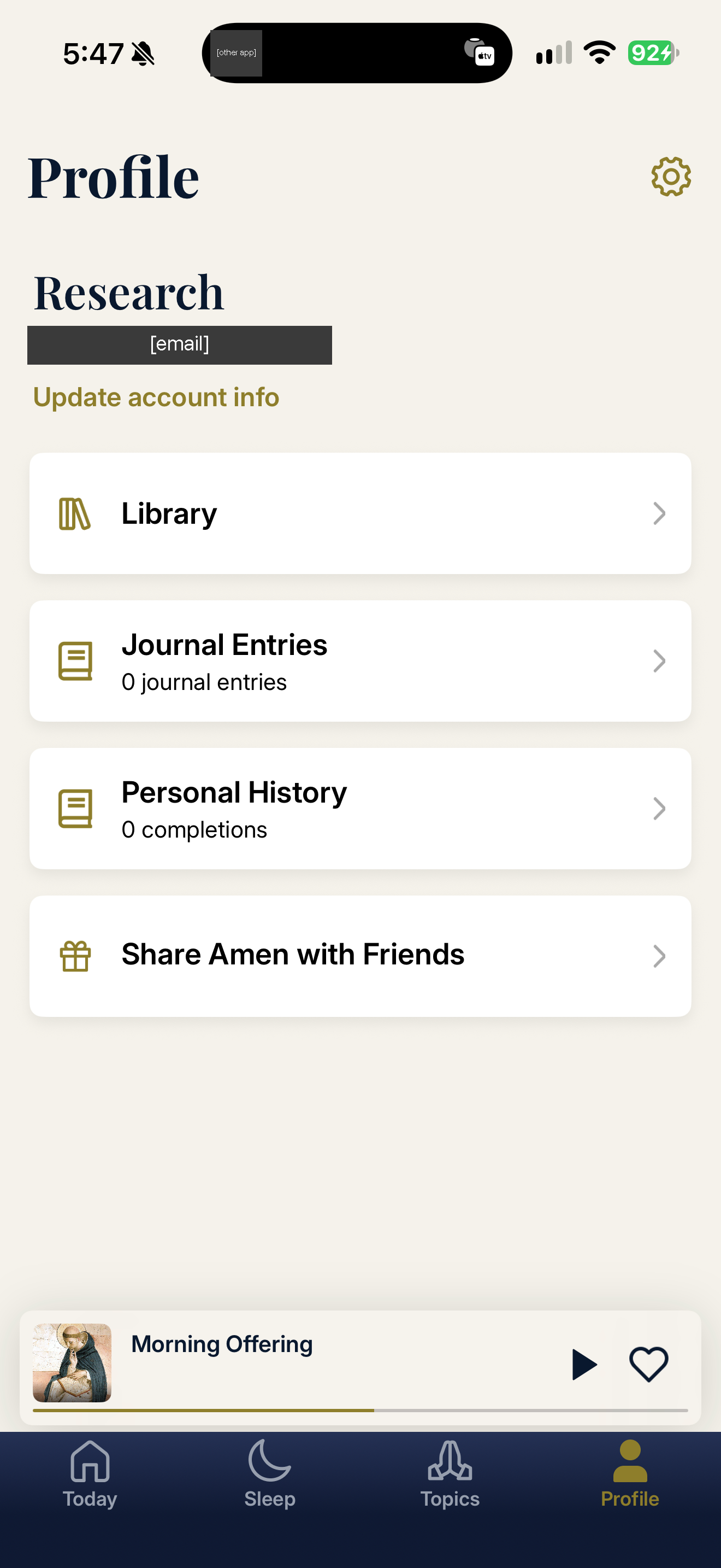 Profile with research name