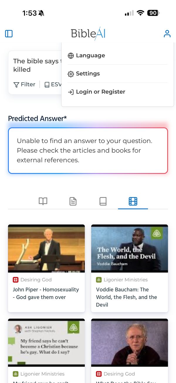 A declined answer, with curated media still offered