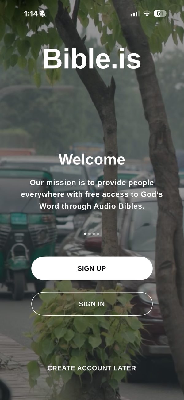 “Create account later” beneath the mission