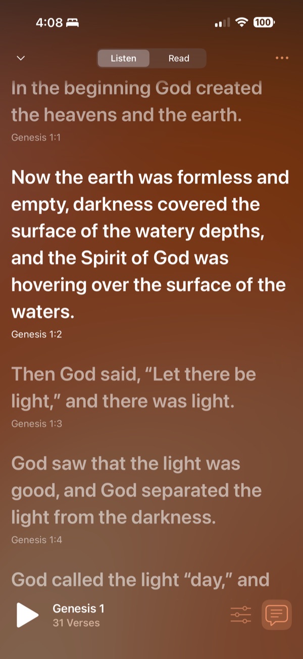 The current verse bright, the rest dimmed
