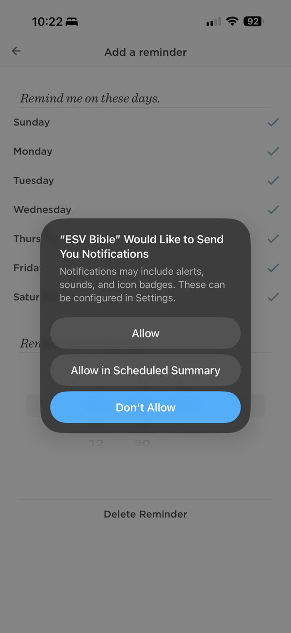 Permission asked when a reminder is set