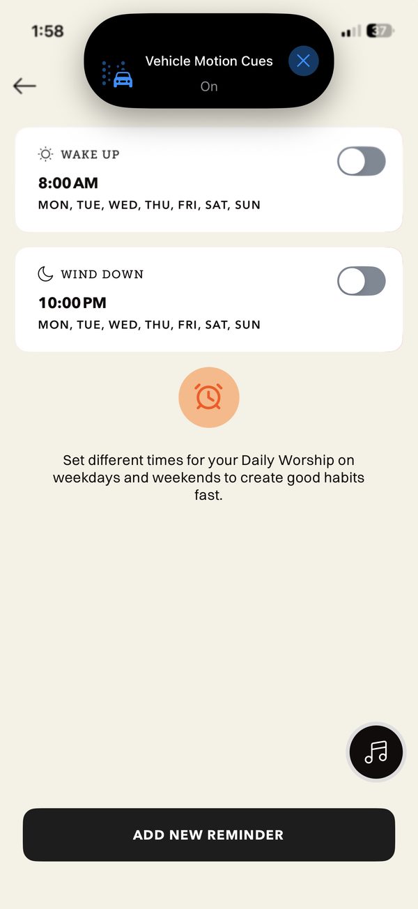 “Wake up” and “Wind down” reminders