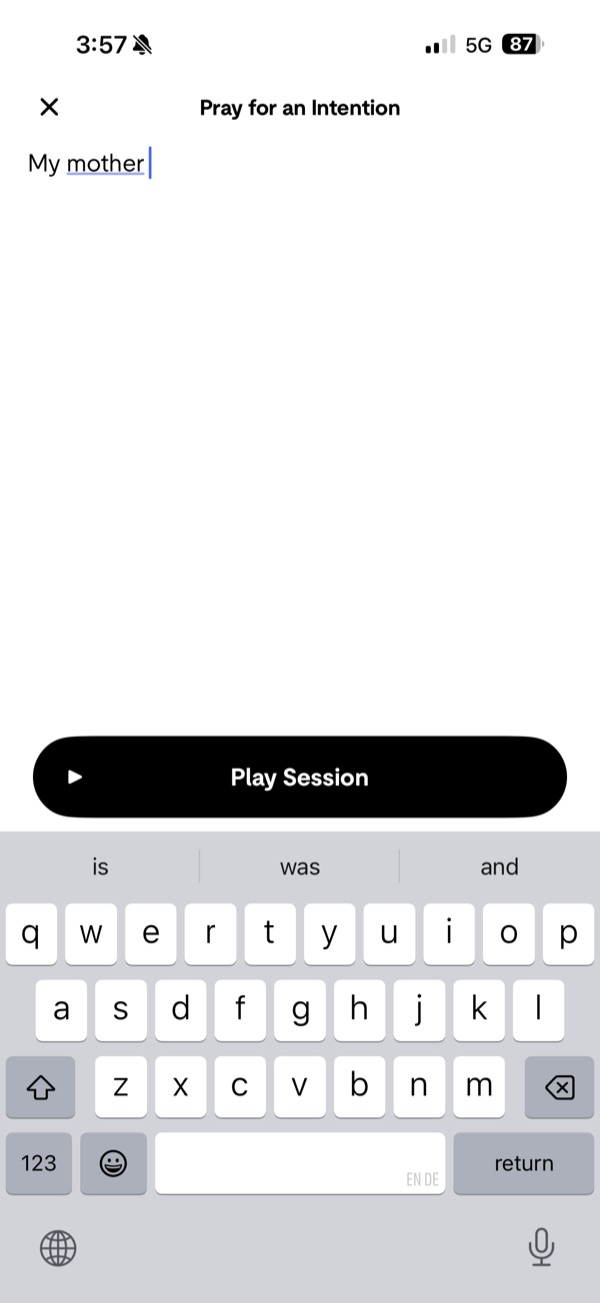 A typed intention before a session