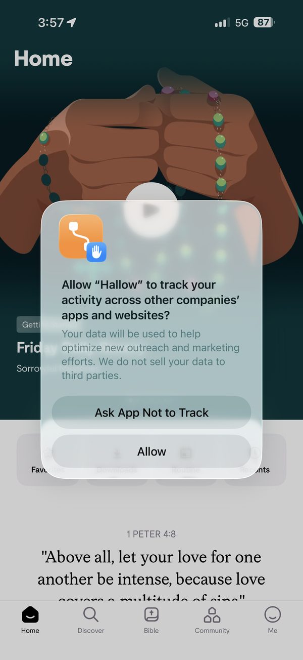 A tracking request that says what it is for