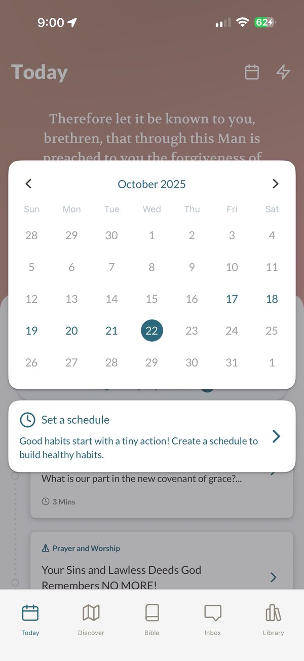 A notification request over “Set a schedule”