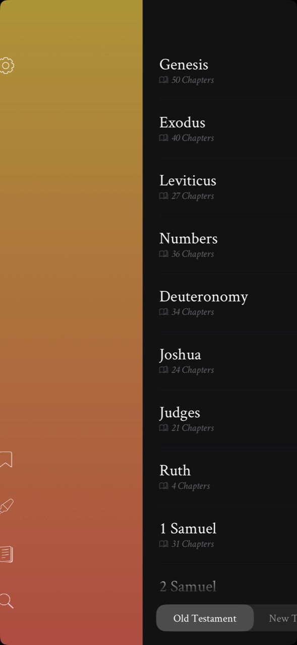 Book browser with chapter counts