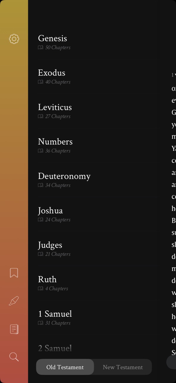 Book browser beside the reading surface