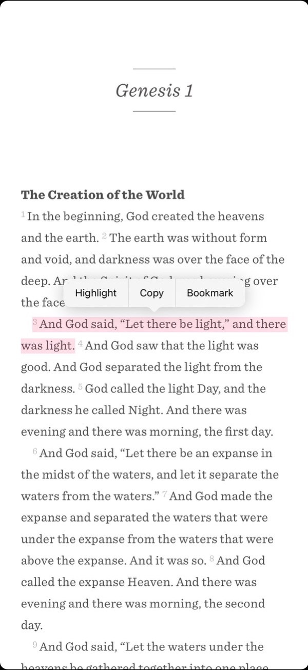 Three actions over a selected verse