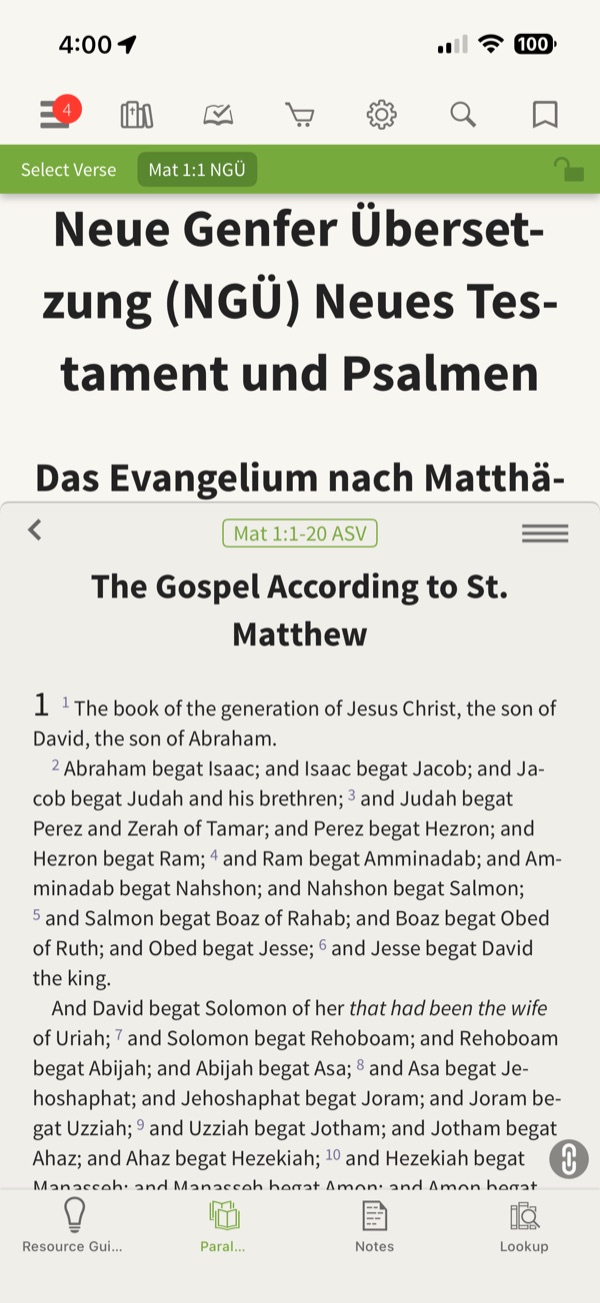 A second translation synced in a split screen