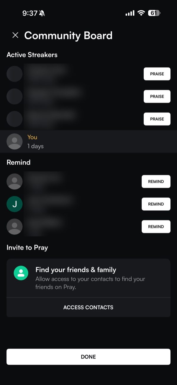 Praise and Remind buttons for other people’s streaks