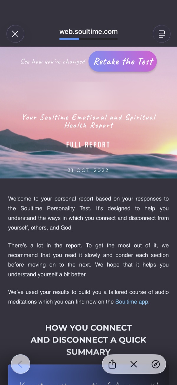 An “Emotional and Spiritual Health Report”