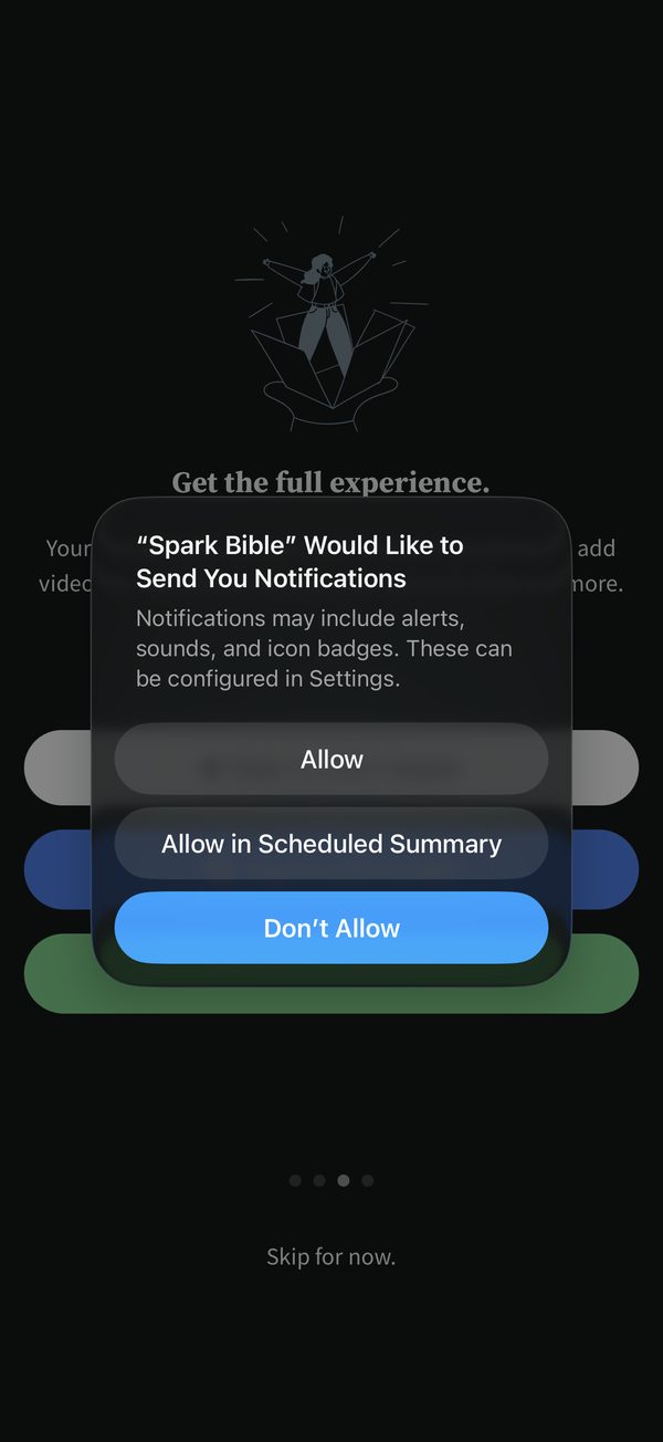 A notification prompt before the first verse