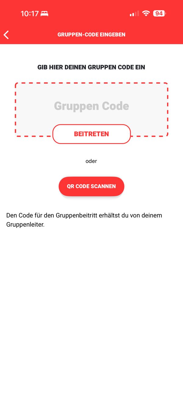 Joining a group with a code from the leader